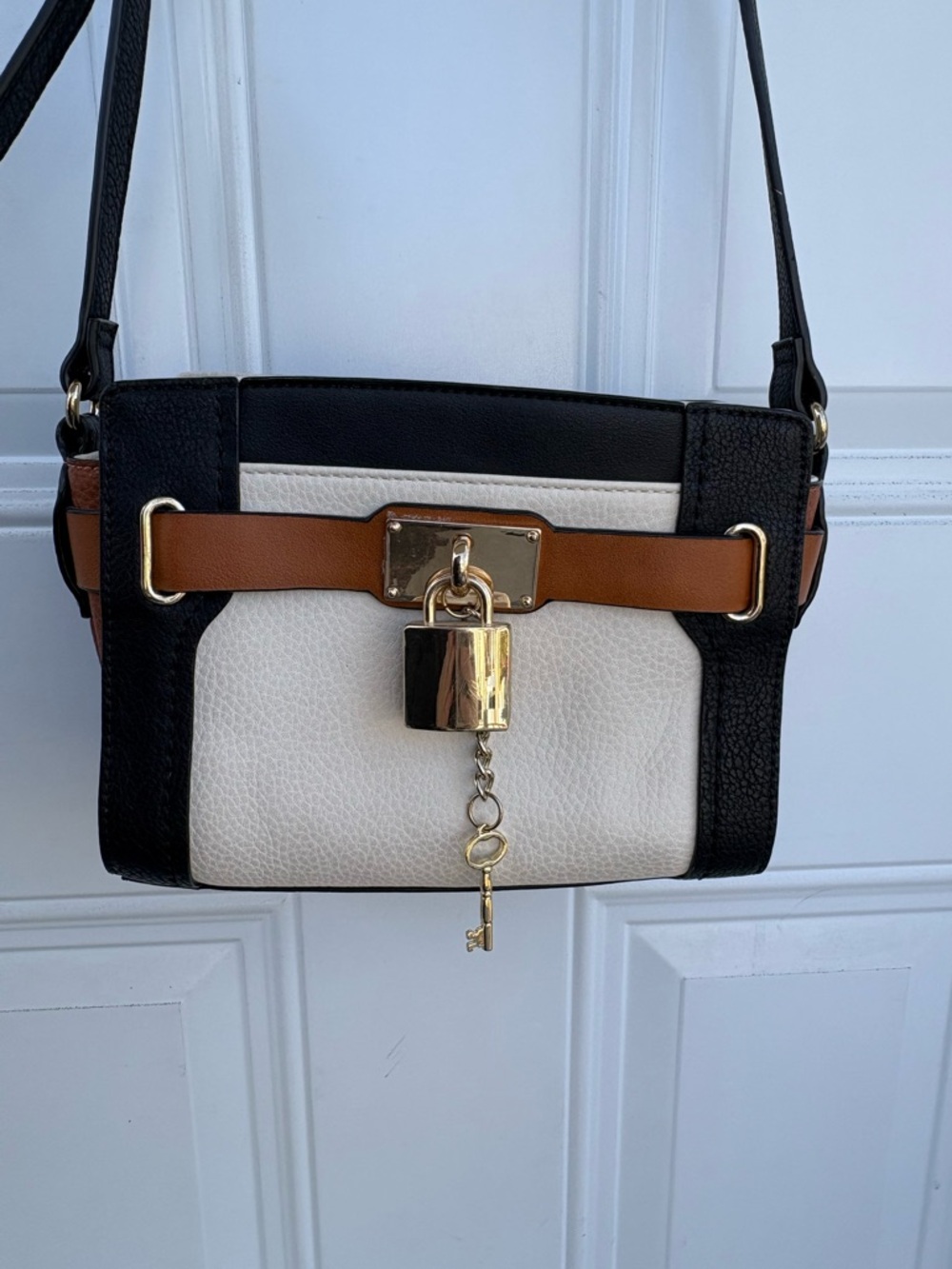 ALDO Colorblock Crossbody Bag with Gold Lock Accent
